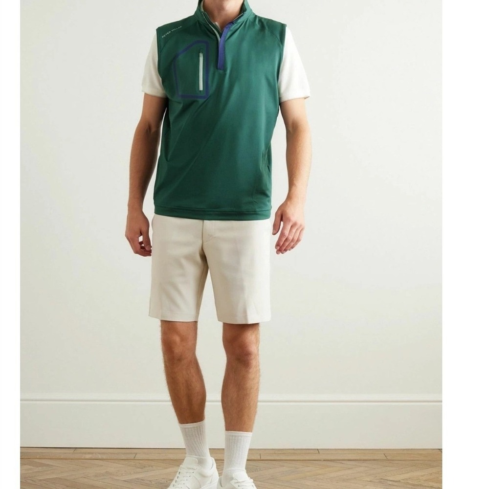 Peter Millar Crown Sport Mens Large Green 1/4Zip Performance Golf Vest MF23EK42C